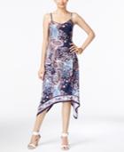 Eci Paisley-print A-line Handkerchief-hem Dress