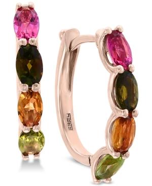 Effy Multi Tourmaline (2-3/4 Ct. T.w.) Hoop Earrings In 14k Rose Gold