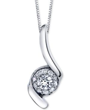 Sirena Diamond Halo Swirl 18 Pendant Necklace (1 Ct. T.w.) In 14k White Gold