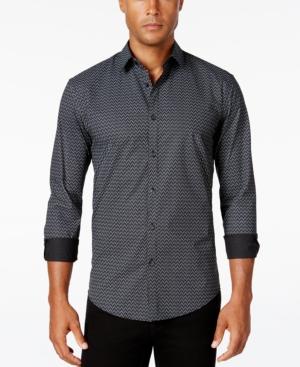 Alfani Men's Long-sleeve Vertical Dash Print Shirt, Only At Macy's
