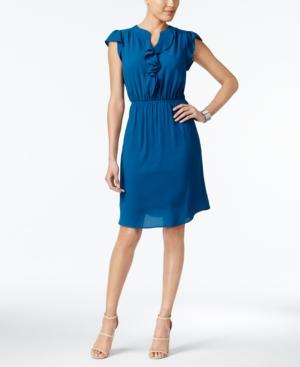 Monteau Petite Flutter-sleeve Ruffled Fit & Flare Dress, A Macy's Exclusive