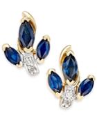 Sapphire (1 Ct. T.w.) And Diamond Accent Stud Earrings In 14k Gold
