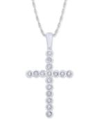 Diamond Cross 18 Pendant Necklace (1/8 Ct. T.w.) In 10k White Gold