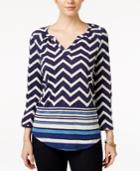 Lucky Brand Printed Split-neck Top