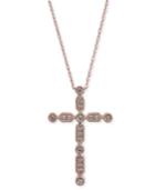 Diamond Cross 18 Pendant Necklace (1/6 Ct. T.w.) In 14k Rose Gold