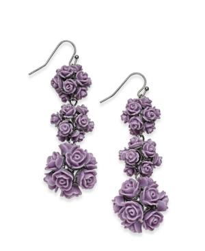 Inc International Concepts Silver-tone Purple Rose Ball Drop Earrings, Created For Macy's
