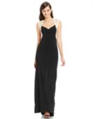 Xscape Crochet-overlay V-neck Gown