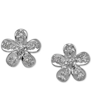 Diamond Accent Flower Stud Earrings In 10k Gold