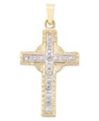 Diamond Accent Halo Cross Pendant In 14k Gold