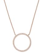 Inc International Concepts Rose Gold-tone Pave Open Circle Pendant Necklace, Only At Macy's