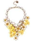 Betsey Johnson Gold-tone Iridescent Stone And Floral Statement Necklace