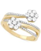 Diamond Cluster Bypass Ring (3/4 Ct. T.w.) In 14k Gold