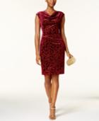 Jessica Howard Cowl-neck Flocked-velvet Dress