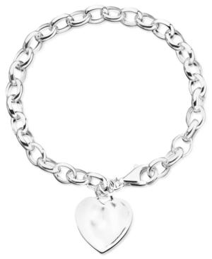 Giani Bernini Heart Tag Chain Bracelet In Sterling Silver, Created For Macy's