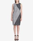 Calvin Klein Colorblocked Dot-print Sheath Dress
