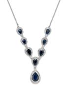 Sapphire (5-1/2 Ct. T.w.) And Diamond (2 Ct. T.w.) Frontal Necklace In 14k White Gold