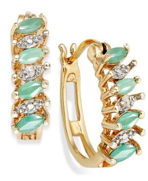 Victoria Townsend 18k Gold Over Sterling Silver Earrings, Emerald (3/4 Ct. T.w.) And Diamond Accent Marquise Hoop Earrings