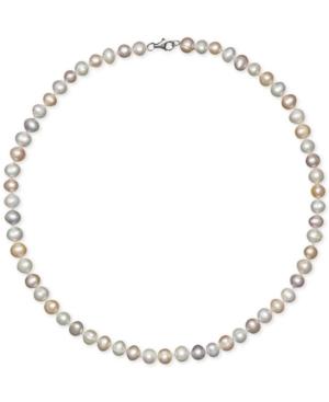 18 Cultured Freshwater Pearl Strand Necklace (7-8mm) In Sterling Silver