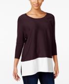 Style & Co. Dolman Sleeve Woven-hem Sweater, Only At Macy's