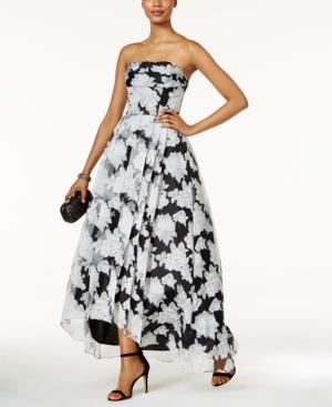 Betsy & Adam Organza Floral-print High-low Gown