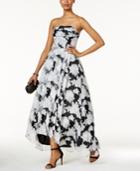 Betsy & Adam Organza Floral-print High-low Gown