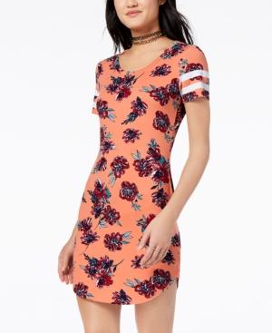 Ultra Flirt Juniors' Printed Stripe-trimmed T-shirt Dress