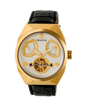Heritor Automatic Oxford Gold & Silver Leather Watches 42mm