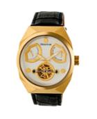 Heritor Automatic Oxford Gold & Silver Leather Watches 42mm