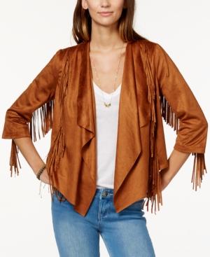 American Rag Fringed Faux-suede Waterfall-front Jacket, Only At Macy's