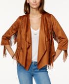 American Rag Fringed Faux-suede Waterfall-front Jacket, Only At Macy's