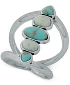 Lucky Brand Silver-tone Blue Stone Statement Ring