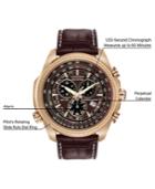 Citizen Men's Chronograph Eco-drive Dark Brown Leather Strap Watch 43mm Bl5403-03x