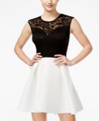 B Darlin Juniors' Lace Colorblocked Fit & Flare Dress