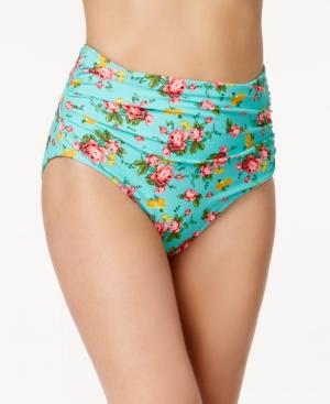 Betsey Johnson High-waist Ruched Floral Swim Bottom Women's Swimsuit