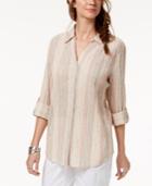 Style & Co Striped Crinkle Button-down Shirt, Created For Macy's