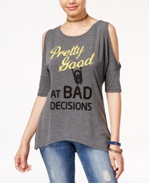 Hybrid Juniors' Minions Graphic Cold-shoulder T-shirt