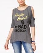 Hybrid Juniors' Minions Graphic Cold-shoulder T-shirt