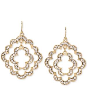 M. Haskell For Inc Gold-tone Crystal Pave Scalloped Orbital Drop Earrings, Only At Macy's