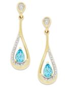 Blue Topaz (9/10 Ct. T.w.) And Diamond Accent Drop Earrings In 14k Gold