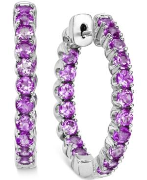Amethyst Inside-out Hoop Earrings (4 Ct. T.w.) In Sterling Silver