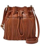 Fossil Jules Fringe Leather Drawstring Bag