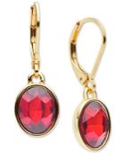 Anne Klein Gold-tone Oval Stone Drop Earrings