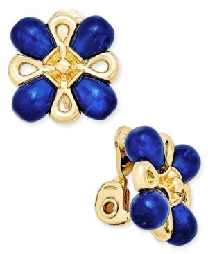 Charter Club Gold-tone Blue Stone Clip-on Earrings, Only At Macy's