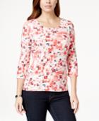 Jm Collection Petite Block-print Jacquard Top, Only At Macy's