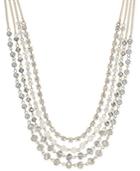 Inc International Concepts Crystal Bead Imitation Pearl Gold-tone Multi-row Necklace, Only At Macy's