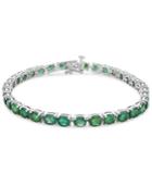 Emerald Tennis Bracelet (15 Ct. T.w.) In Sterling Silver, Created For Macy's