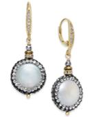 Paul & Pitu Naturally Two-tone Freshwater Pearl (17mm) & Crystal Pave Drop Earrings