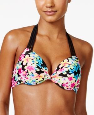 California Waves Summer Of Love Floral-print Push-up Bikini Top Women's Swimsuit