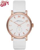 Marc By Marc Jacobs Women's Baker White Leather Strap Watch 36mm Mbm1283