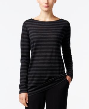 Eileen Fisher Petite Wool Striped Sweater